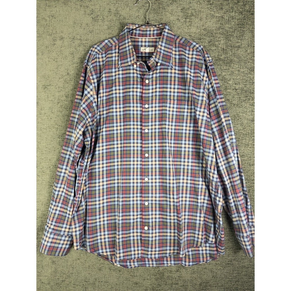 Peter Millar Button Down Shirt Mens XL Plaid Checkered Casual Performance - Picture 2 of 7